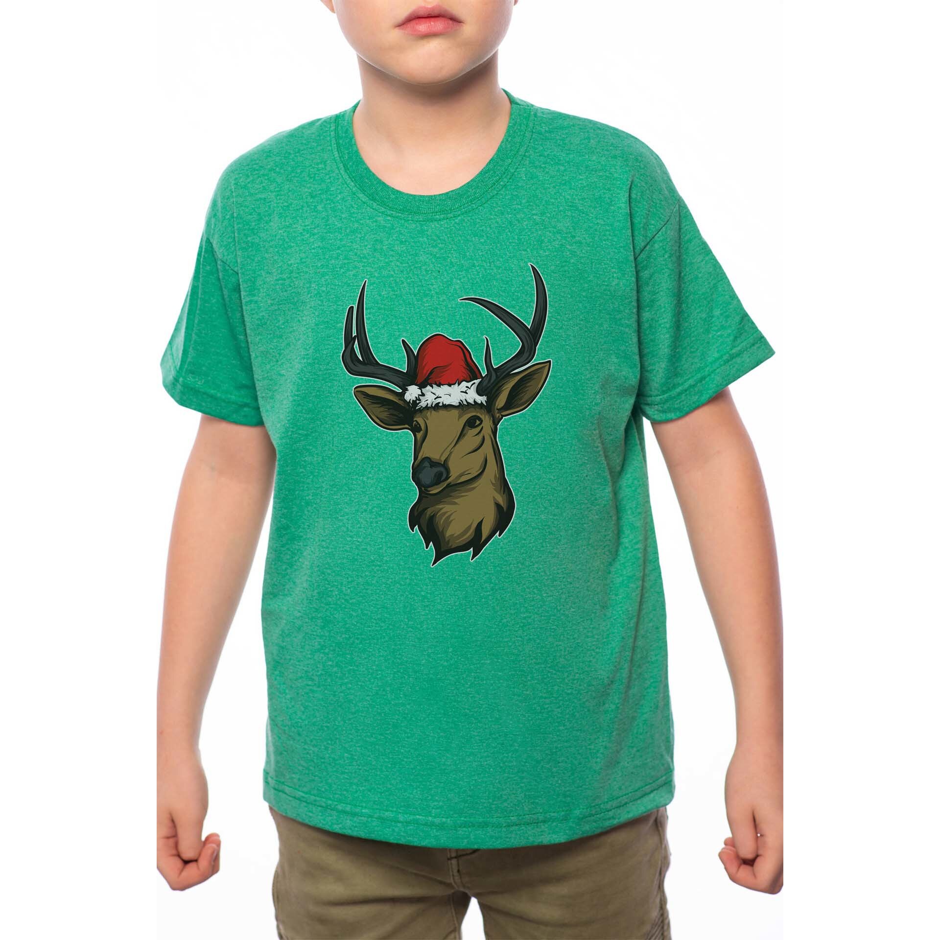 Tricou Baiat, Christmas Deer, 100% Bumbac, A175, Verde