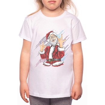 Tricou Fetita, Rock And Roll Santa, 100% Bumbac, W180, Alb Tricou Fetita, Rock And Roll Santa, 100% Bumbac, W180, Alb