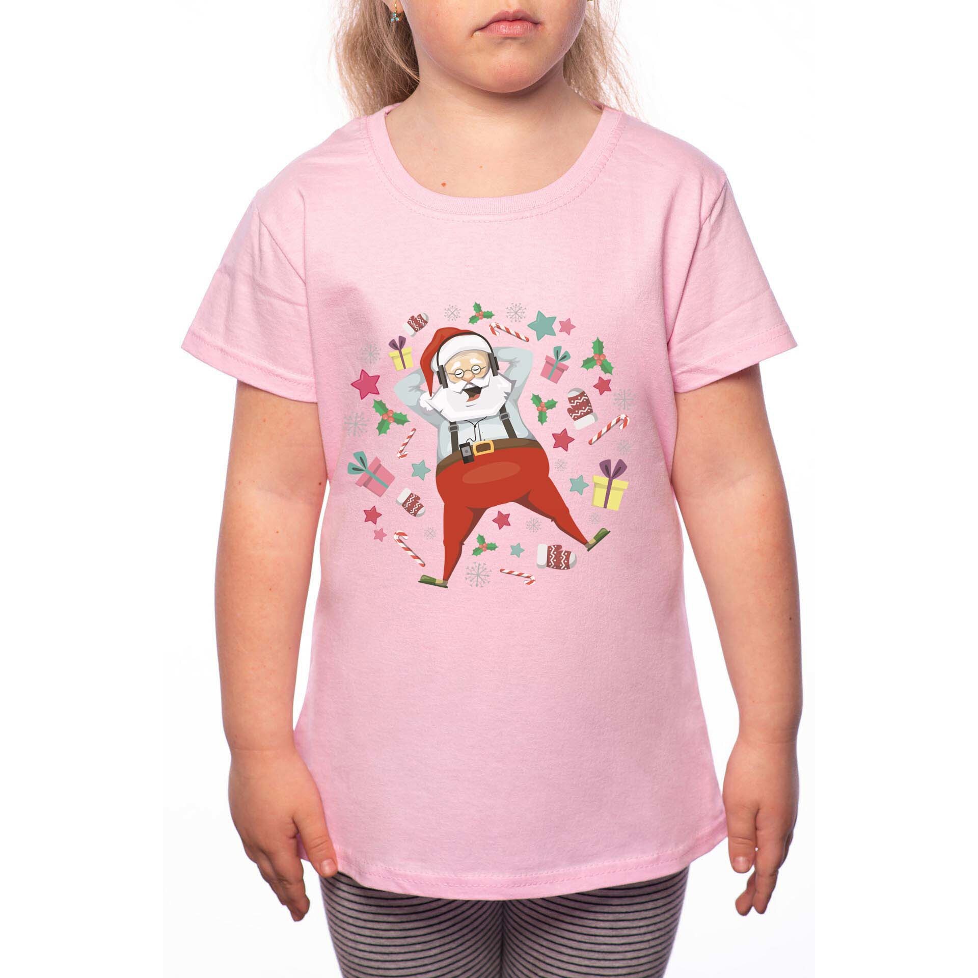 Tricou Fetita, Santa With Gifts, 100% Bumbac, P181, Roz