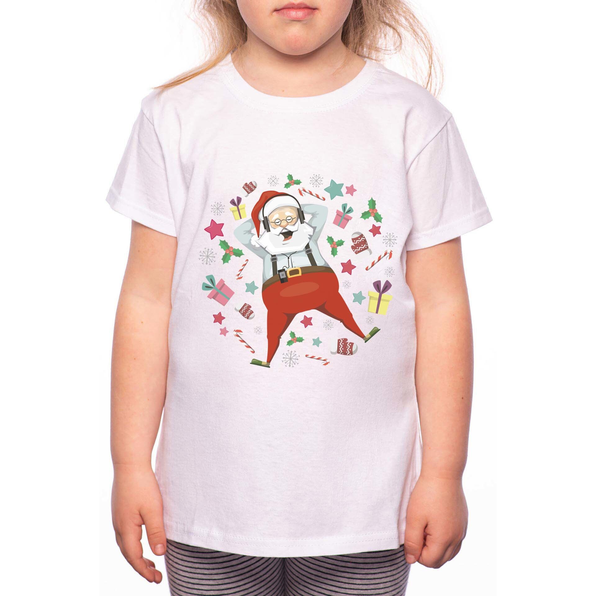 Tricou Fetita, Santa With Gifts, 100% Bumbac, P181, Alb