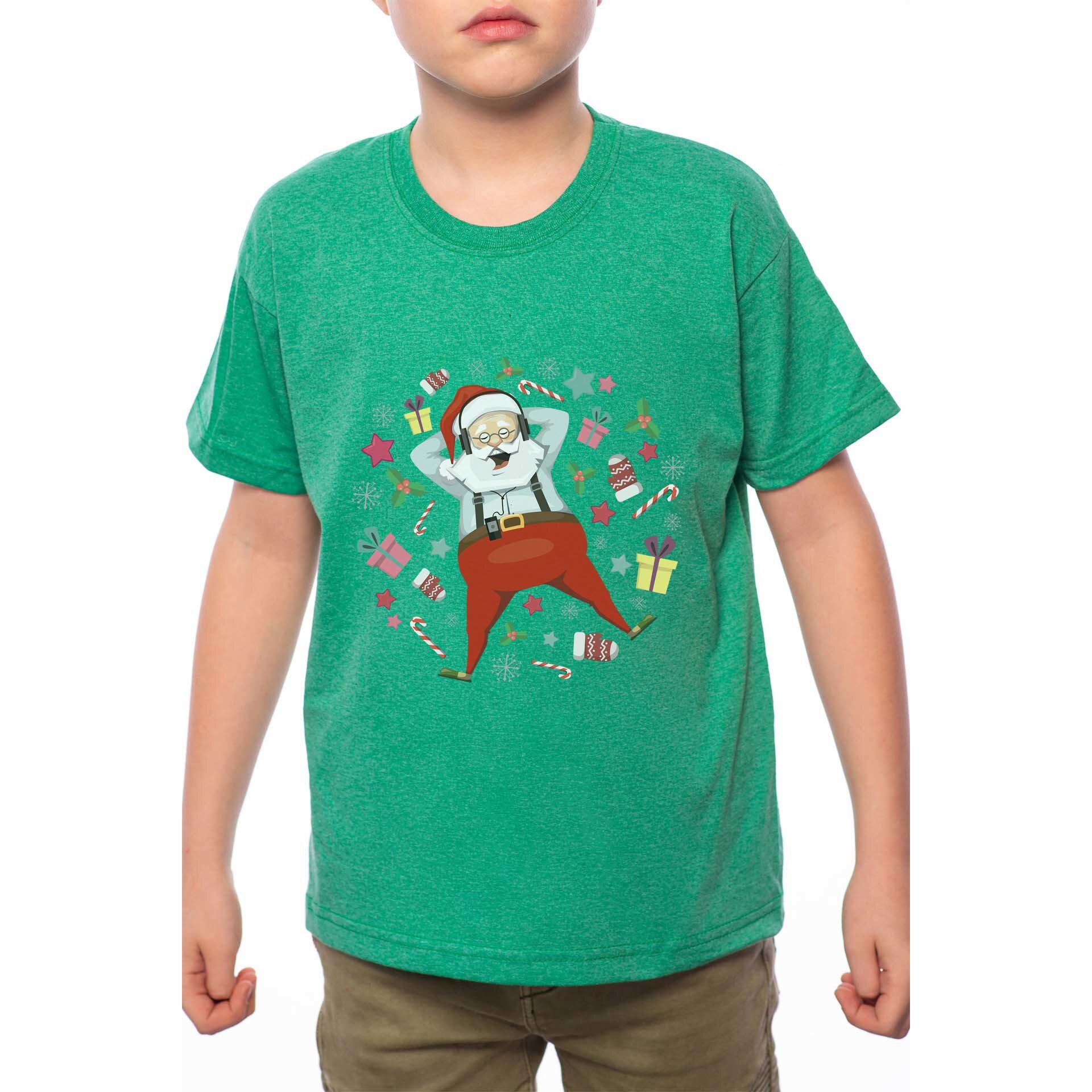 Tricou Baiat, Santa With Gifts, 100% Bumbac, W181, Verde