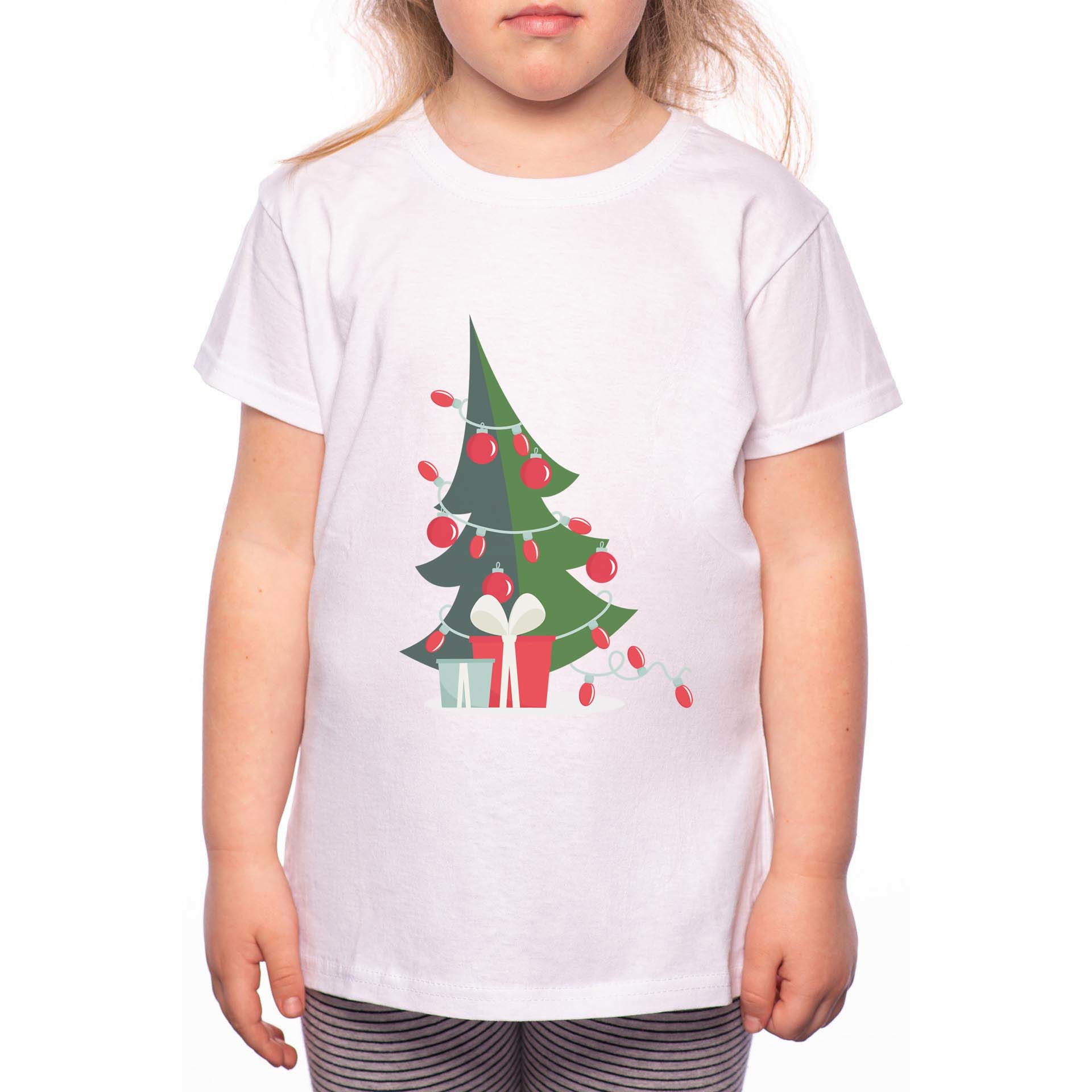 Tricou Fetita, Christmas Tree, 100% Bumbac, R183, Alb