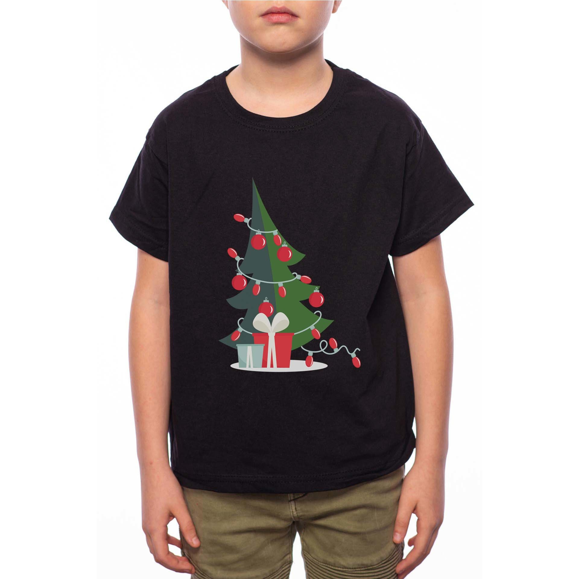 Tricou Baiat, Christmas Tree, 100% Bumbac, G183, Negru