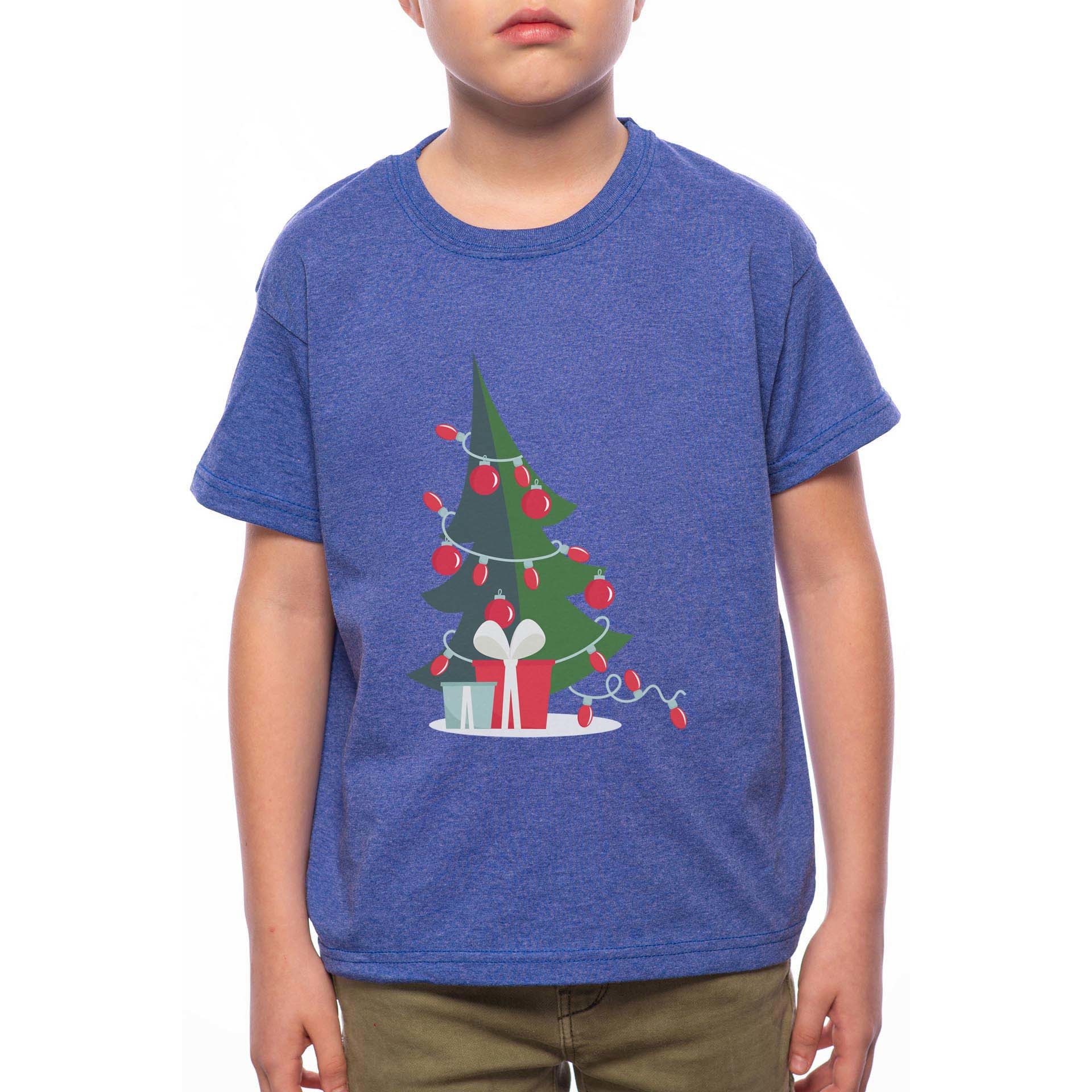 Tricou Baiat, Christmas Tree, 100% Bumbac, G183, Albastru