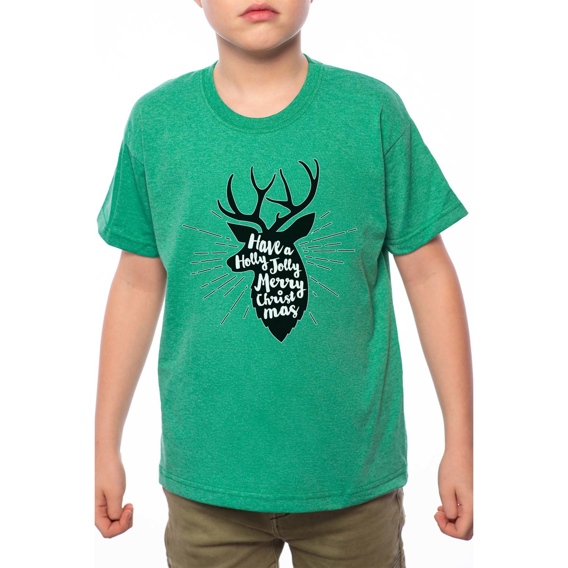 Tricou Baiat, Holly Jolly Christmas, 100% Bumbac, B185, Verde