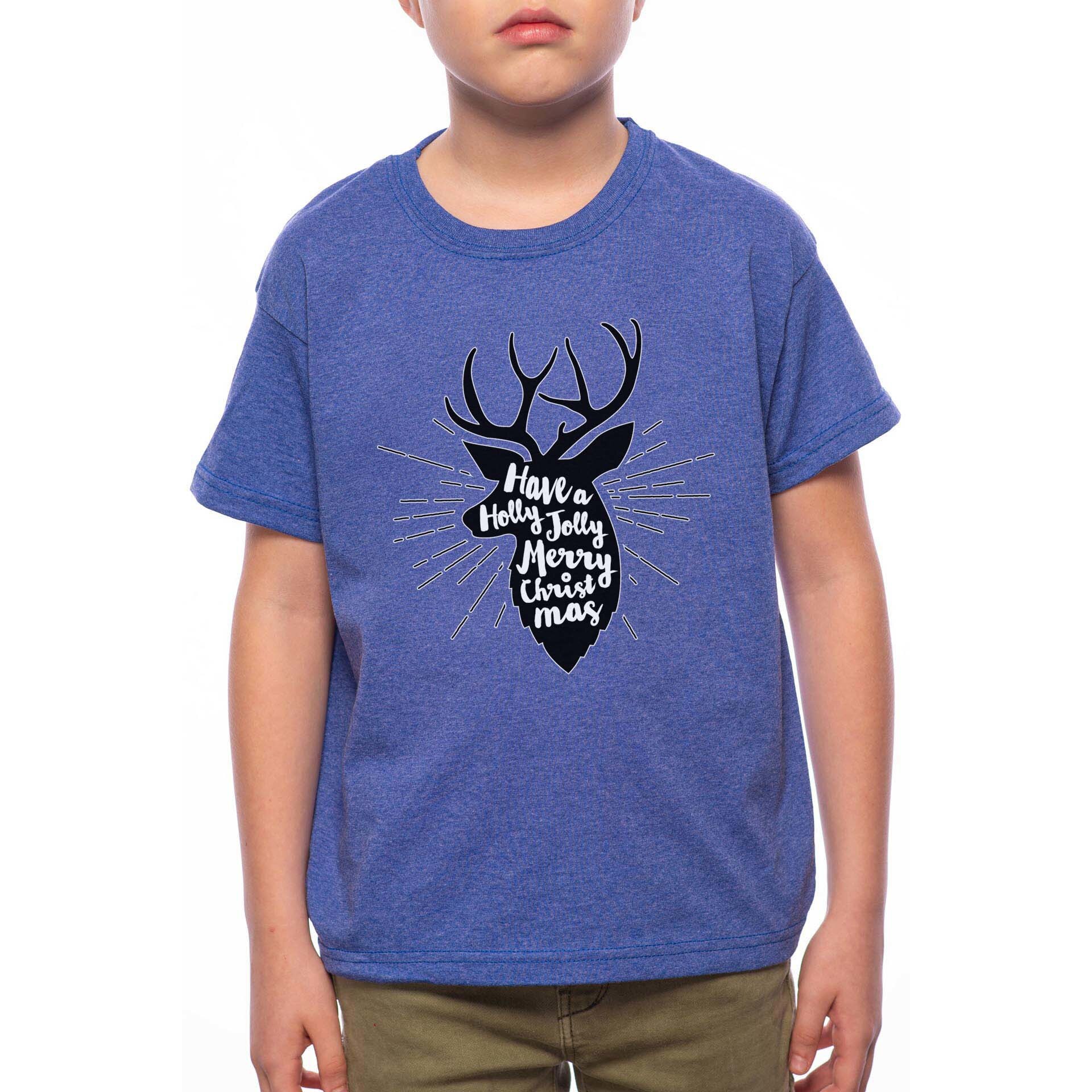 Tricou Baiat, Holly Jolly Christmas, 100% Bumbac, B185, Albastru