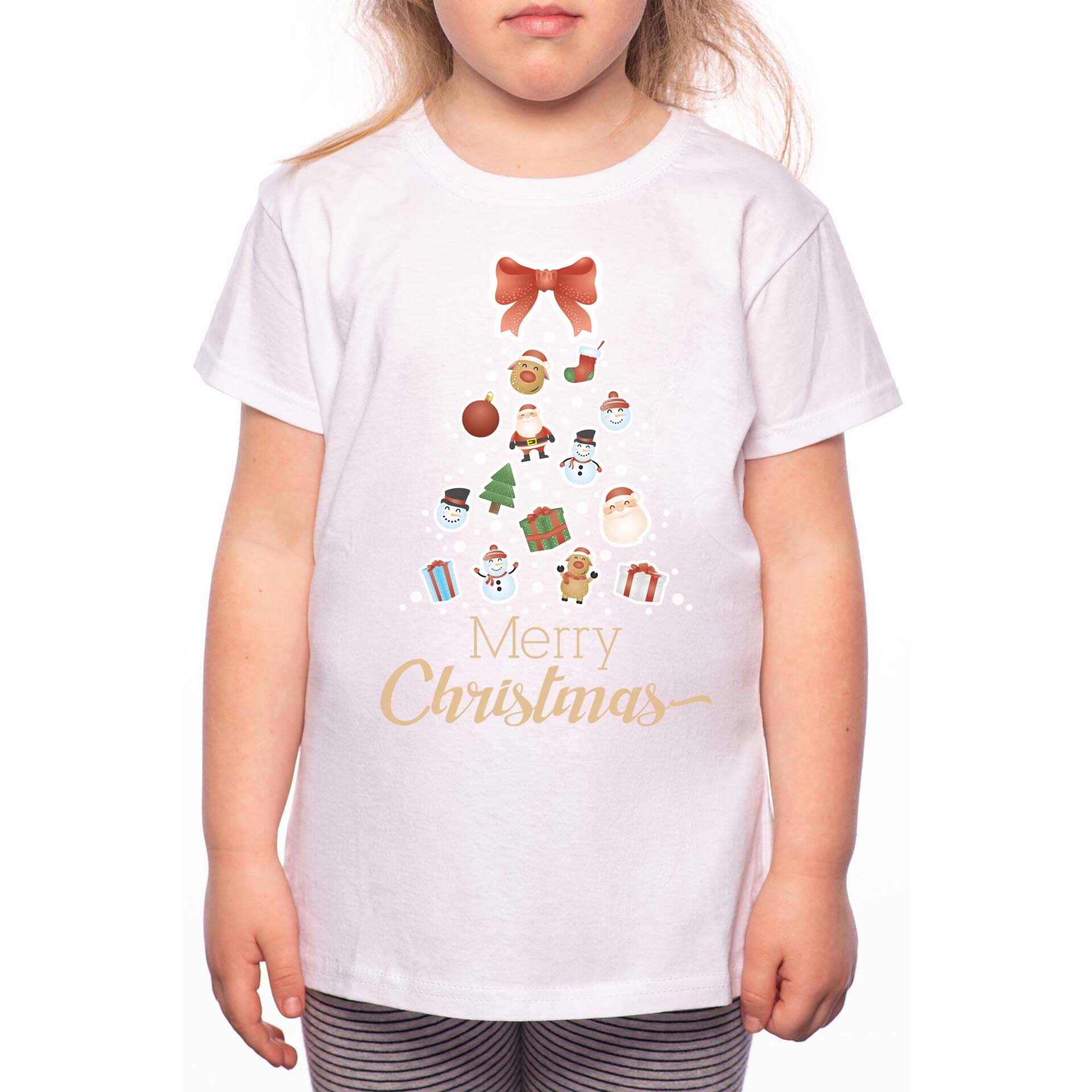 Tricou Fetita, Christmas Ornaments, 100% Bumbac, P187, Alb