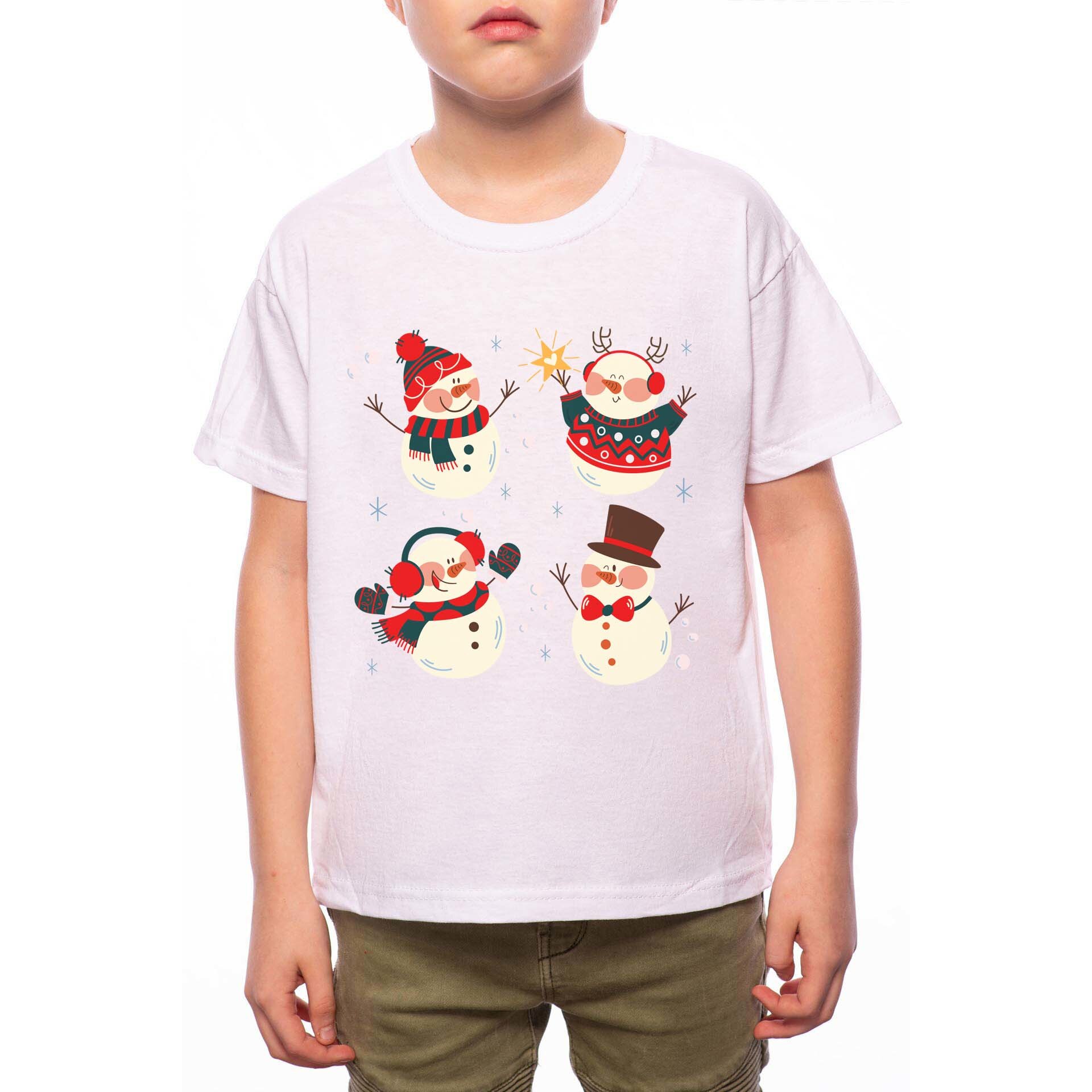 Tricou Baiat, Snowmen, 100% Bumbac, W188, Alb