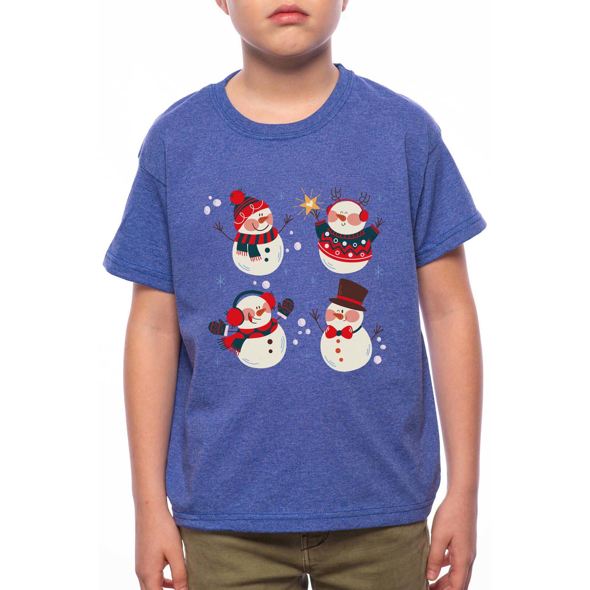 Tricou Baiat, Snowmen, 100% Bumbac, W188, Albastru