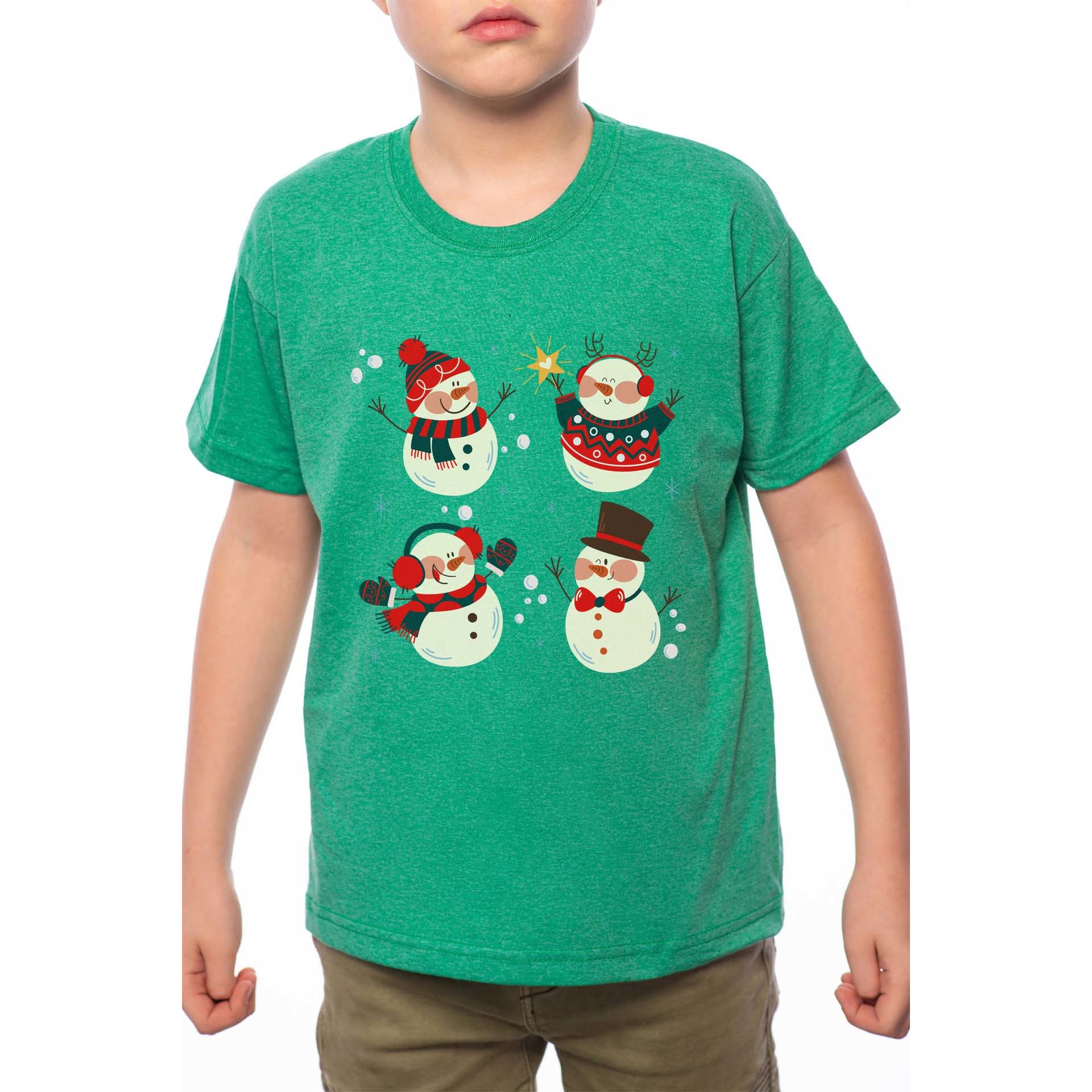 Tricou Baiat, Snowmen, 100% Bumbac, W188, Verde