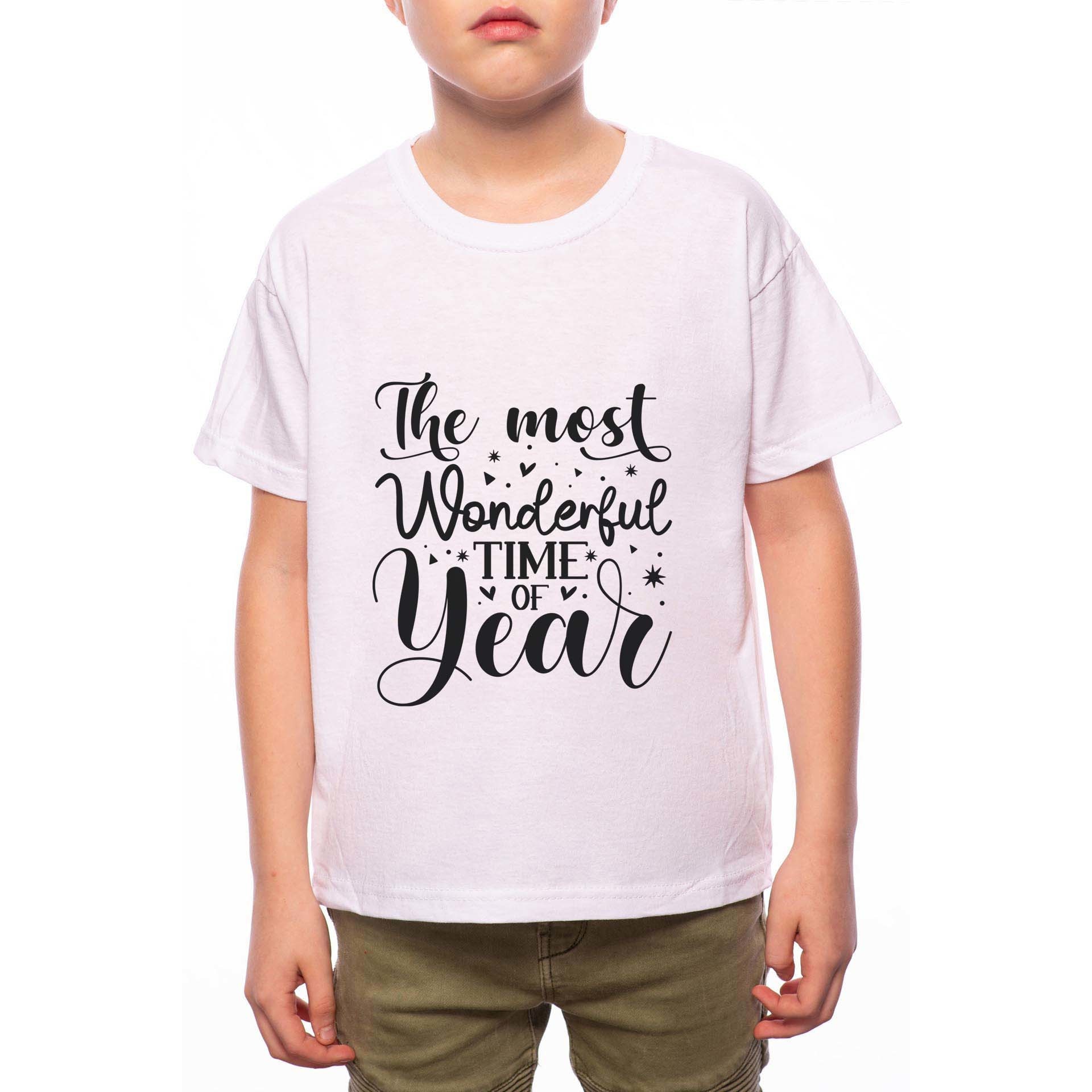 Tricou Baiat, The Most Wonderful Time Of Year, 100% Bumbac, B195, Alb