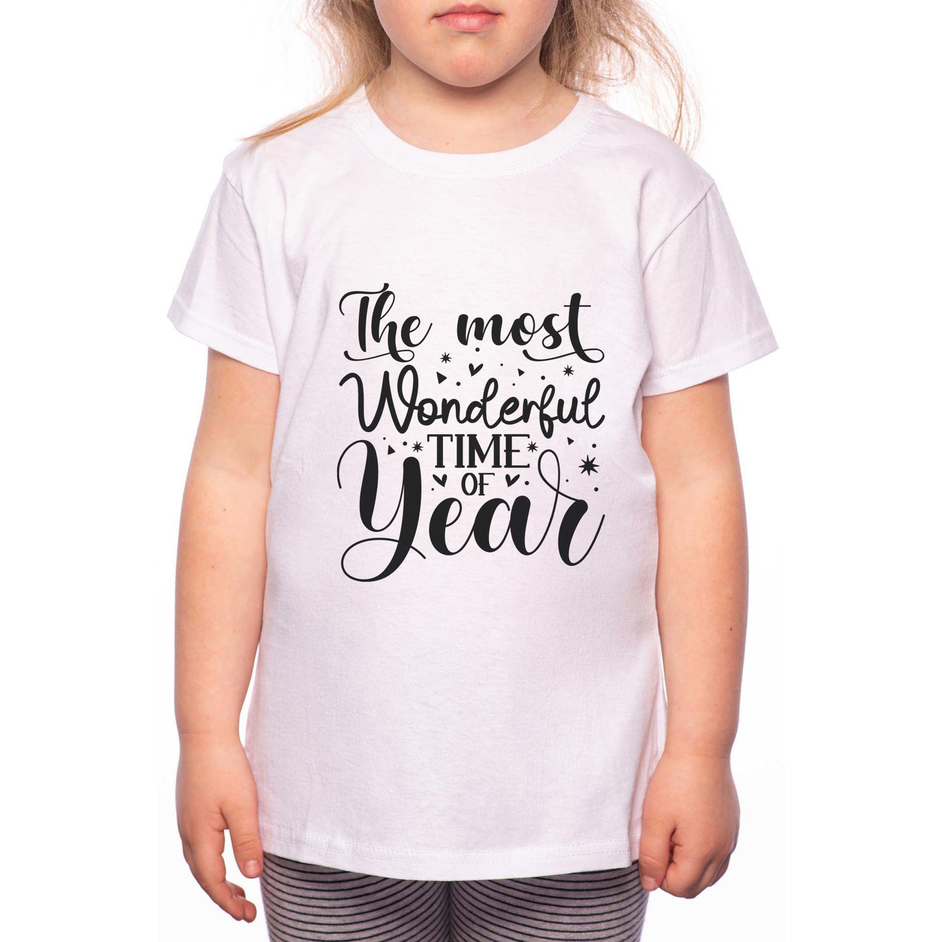 Tricou Fetita, The Most Wonderful Time Of Year, 100% Bumbac, P195, Alb