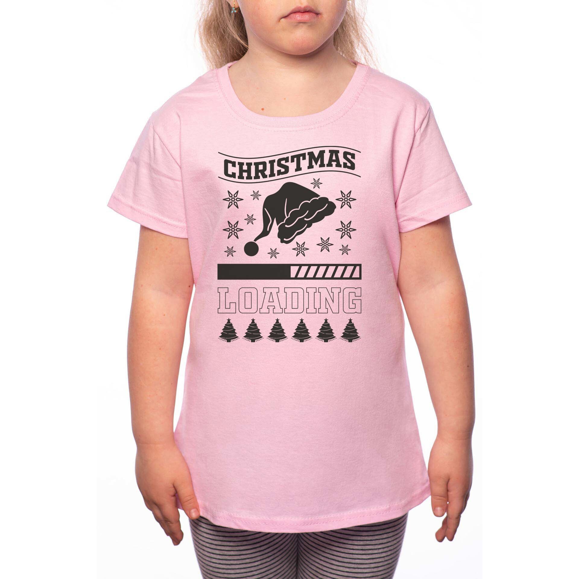 Tricou Fetita, Christmas Loading, 100% Bumbac, P197, Roz