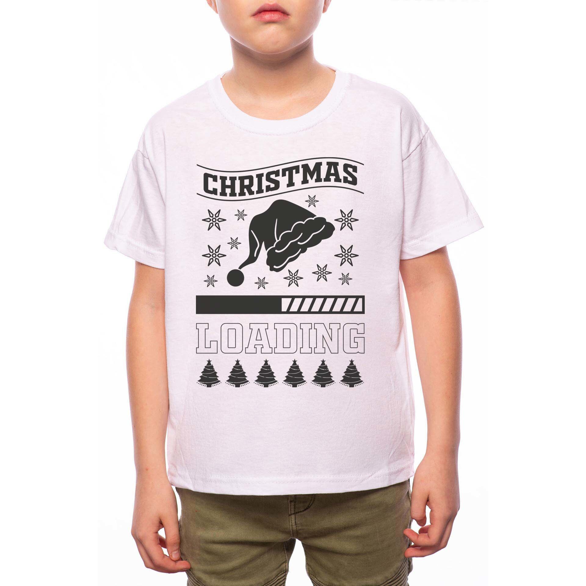 Tricou Baiat, Christmas Loading, 100% Bumbac, W197, Alb