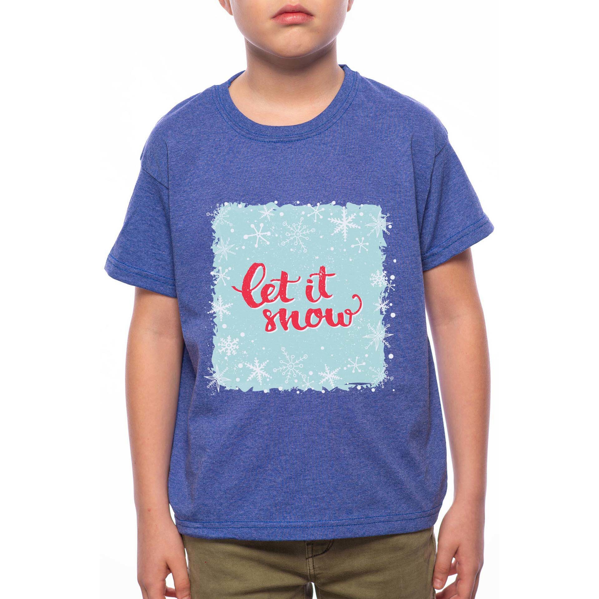 Tricou Baiat, Let It Snow, 100% Bumbac, B198, Albastru