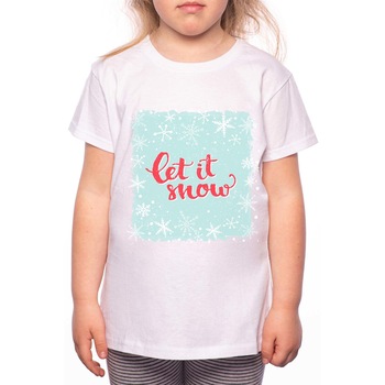 Tricou Fetita, Let It Snow, 100% Bumbac, W198, Alb Tricou Fetita, Let It Snow, 100% Bumbac, W198, Alb