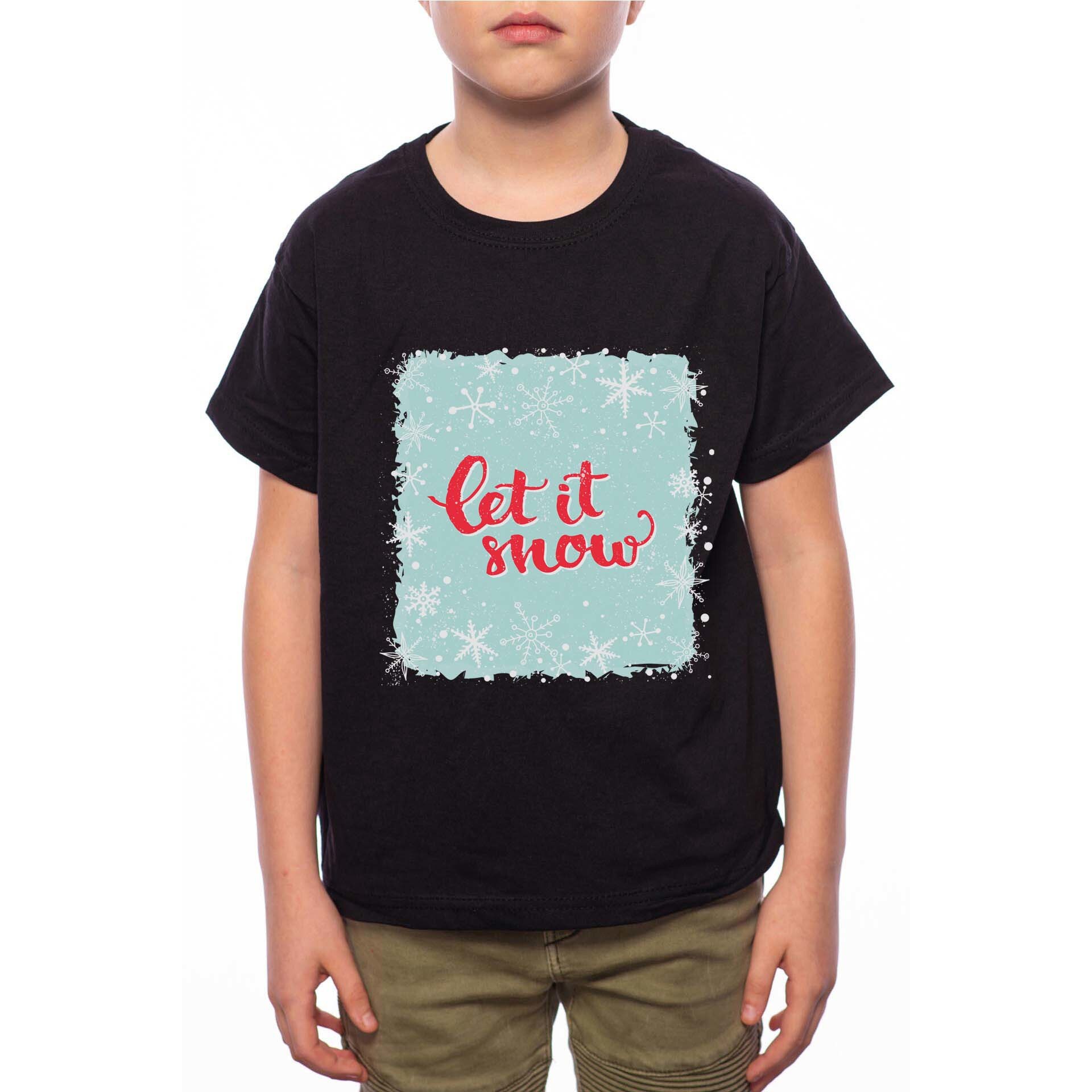 Tricou Baiat, Let It Snow, 100% Bumbac, B198, Negru