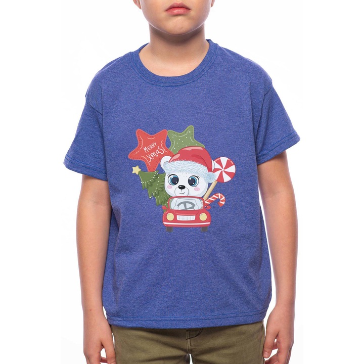 Fiu polo, jegesmedve, 100% pamut, A199, Kék