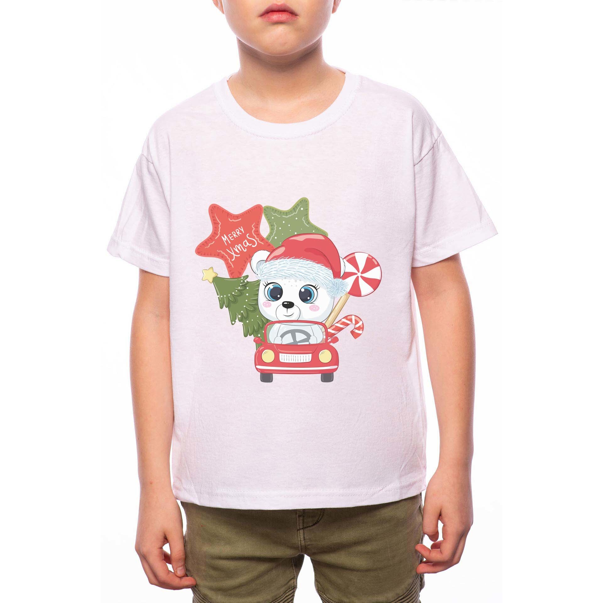 Tricou Baiat, Polar Bear, 100% Bumbac, W199, Alb