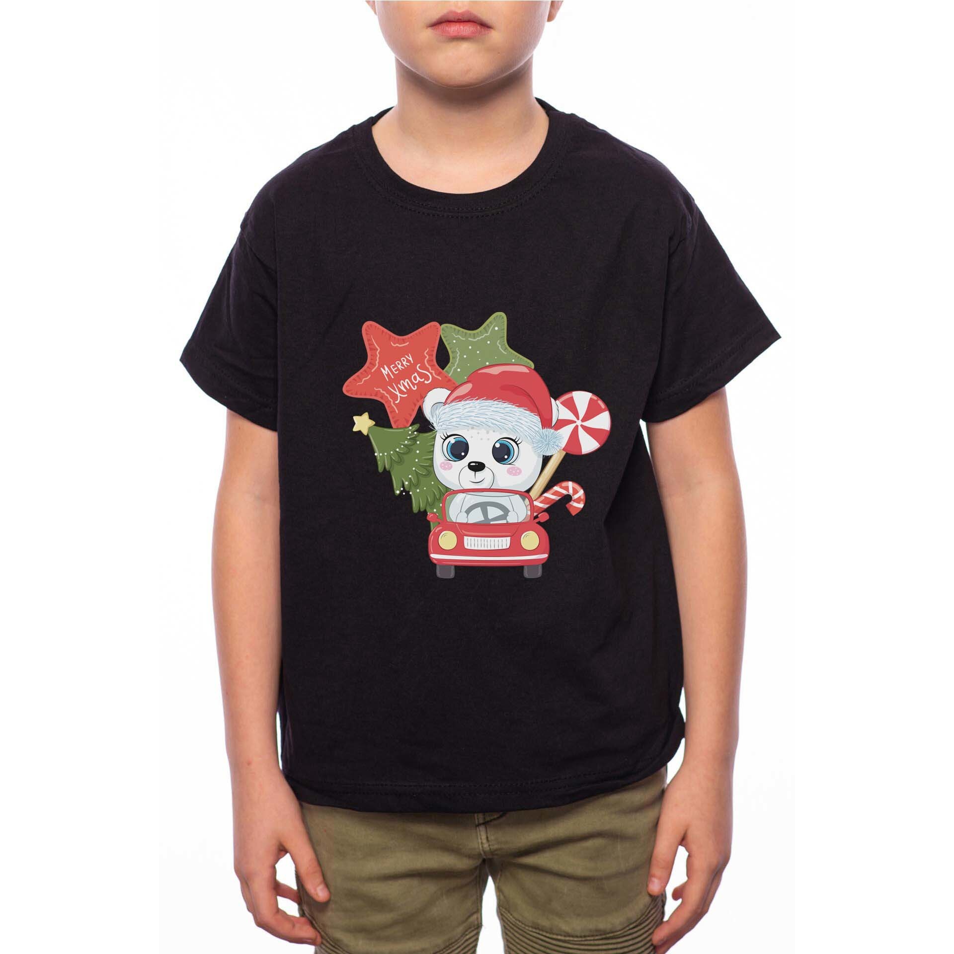 Tricou Baiat, Polar Bear, 100% Bumbac, W199, Negru