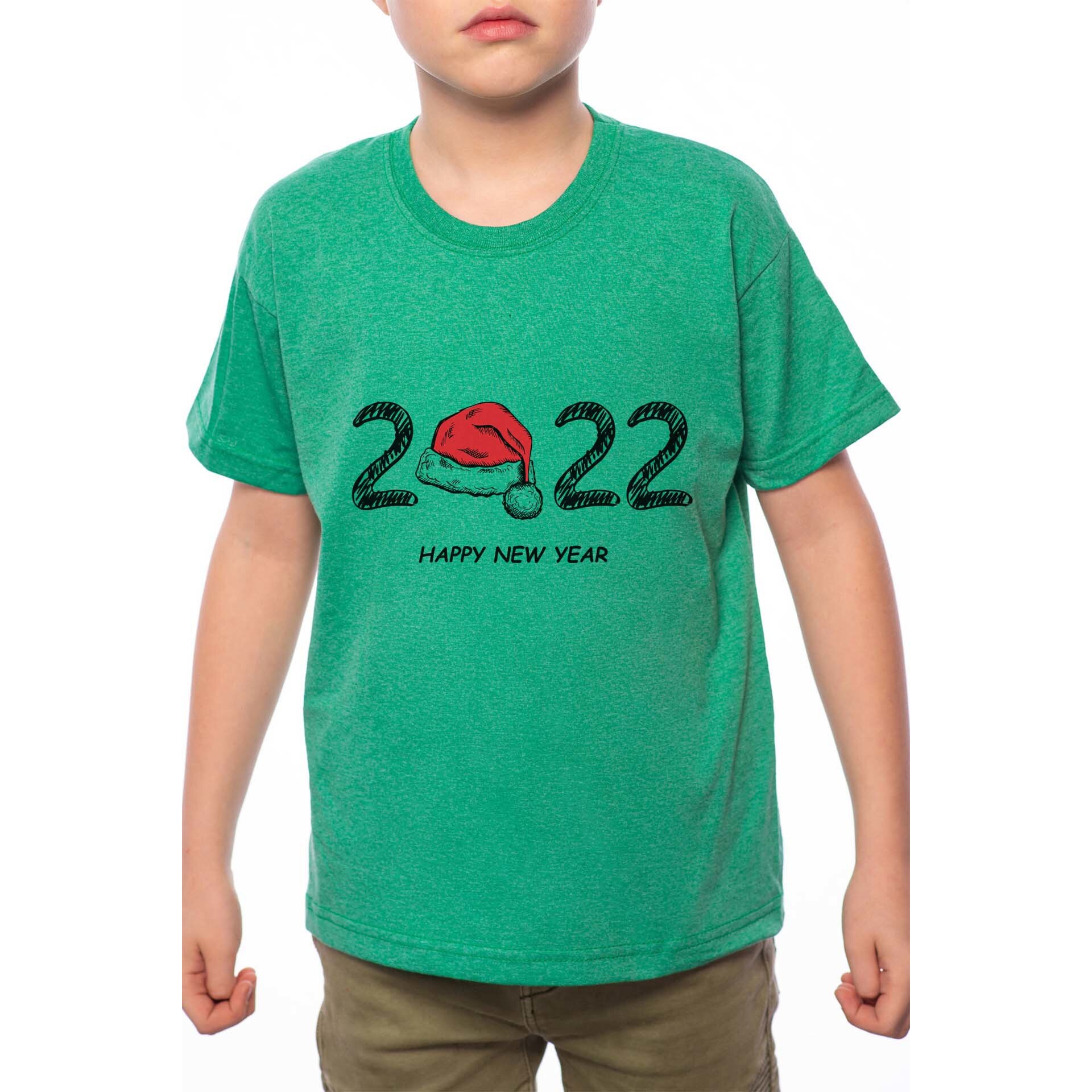 Tricou Baiat, Happy New Year 2022, 100% Bumbac, G201, Verde