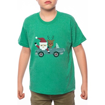 Tricou Baiat, Santa And Rudolph Traveling, 100% Bumbac, A203, Verde Tricou Baiat, Santa And Rudolph Traveling, 100% Bumbac, A203, Verde