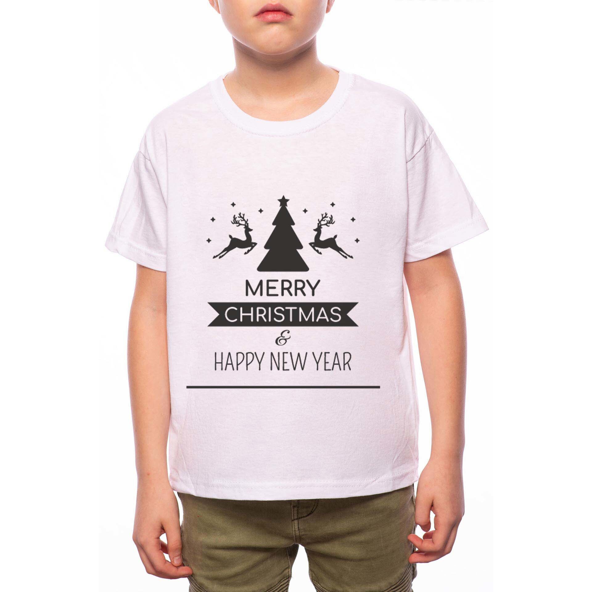 Tricou Baiat, Christmas Best Wishes, 100% Bumbac, W204, Alb
