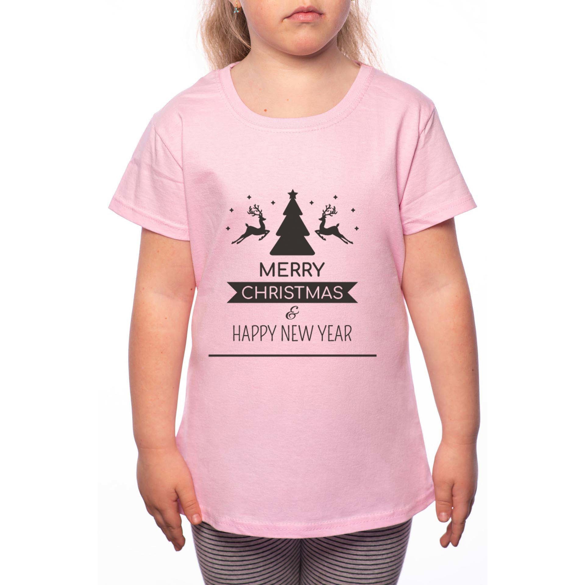 Tricou Fetita, Christmas Best Wishes, 100% Bumbac, R204, Roz
