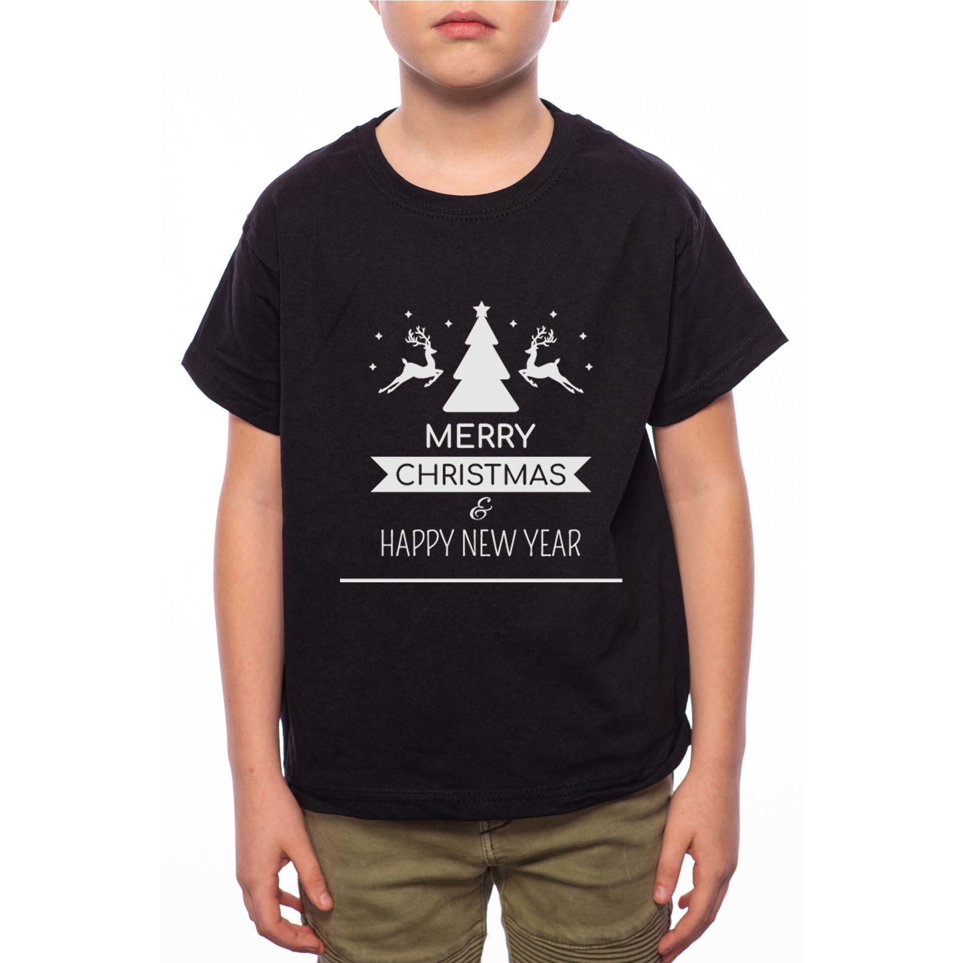 Tricou Baiat, Christmas Best Wishes, 100% Bumbac, W204, Negru