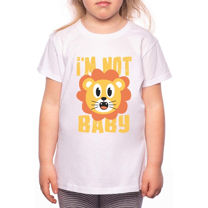Pamut kerek nyakú póló lánynak, I'm Not Baby, P208, Fehér