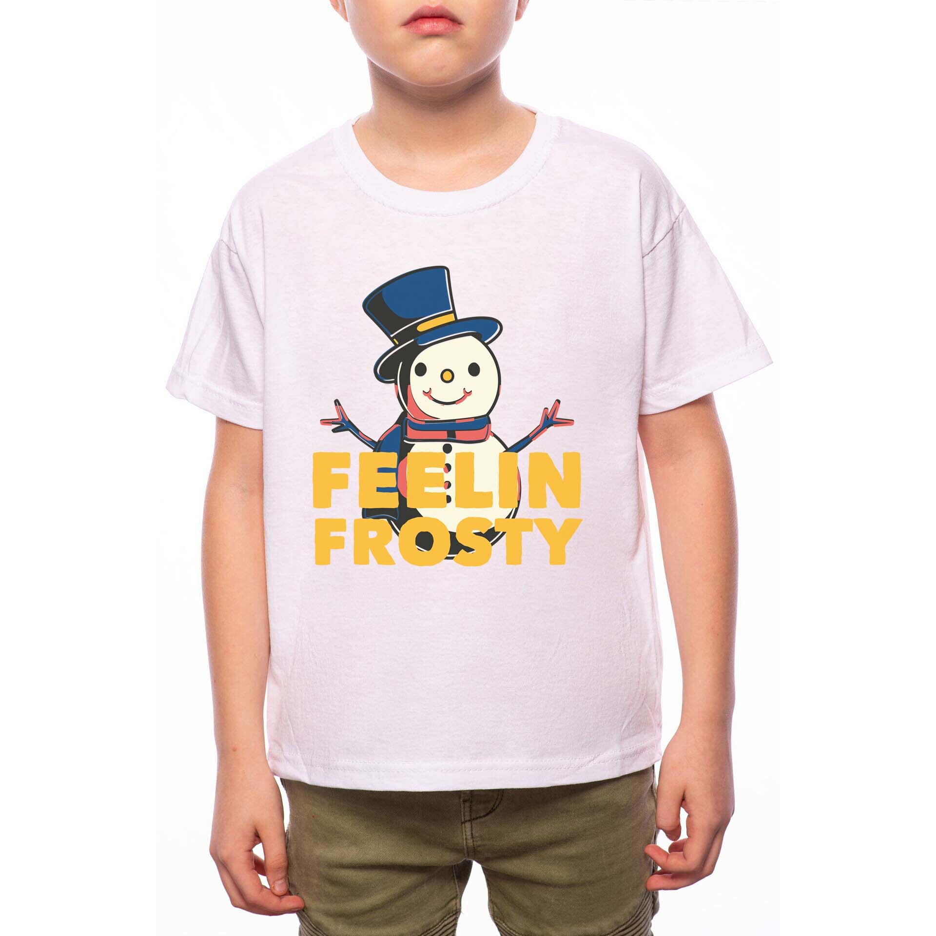 Tricou Baiat, Feelin' Frosty, 100% Bumbac, G215, Alb