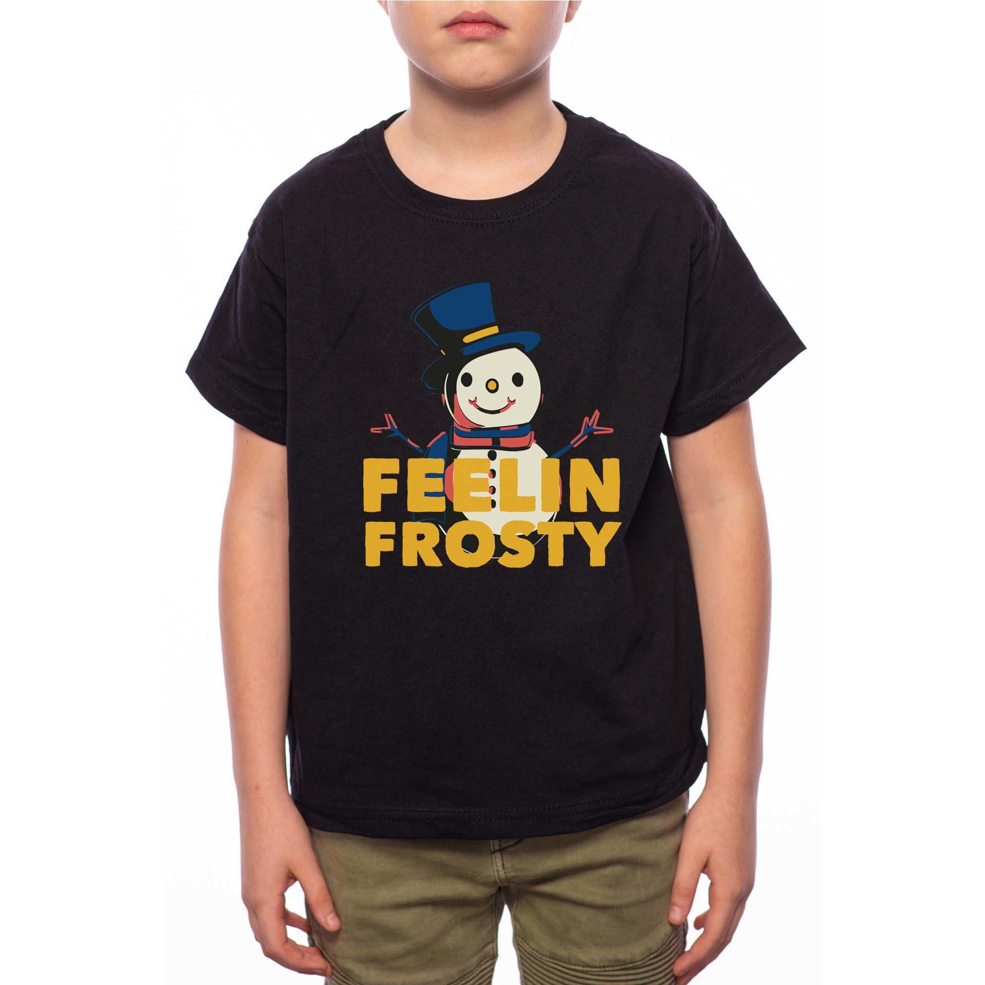 Tricou Baiat, Feelin' Frosty, 100% Bumbac, G215, Negru