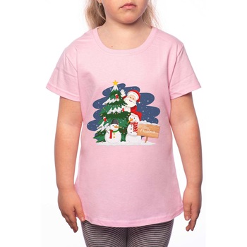 Tricou Fetita, Christmas Peparation, 100% Bumbac, P223, Roz Tricou Fetita, Christmas Peparation, 100% Bumbac, P223, Roz