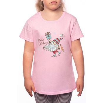 Tricou Fetita, Skater Dwarf, 100% Bumbac, W224, Roz Tricou Fetita, Skater Dwarf, 100% Bumbac, W224, Roz
