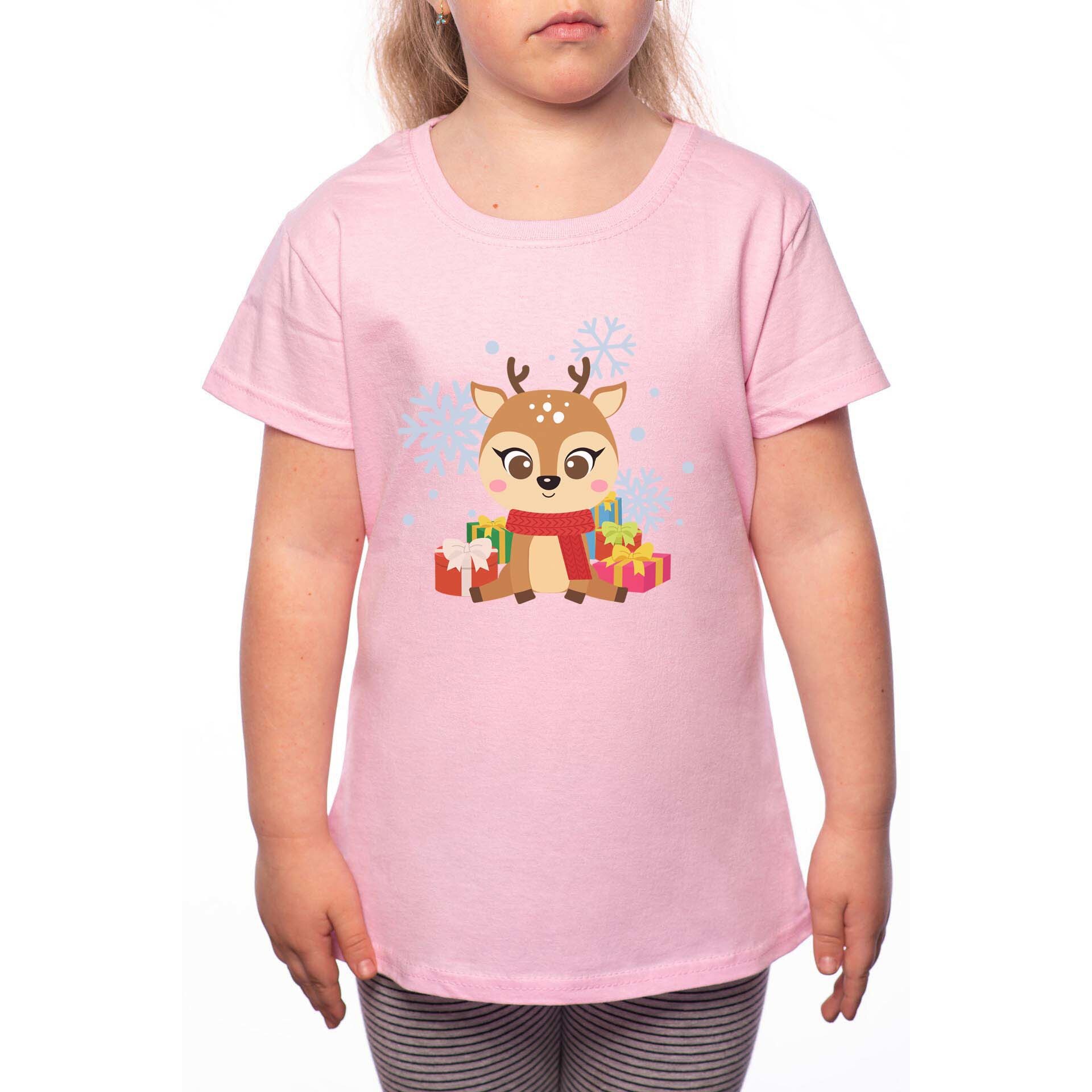 Tricou Fetita, Baby Deer, 100% Bumbac, P225, Roz