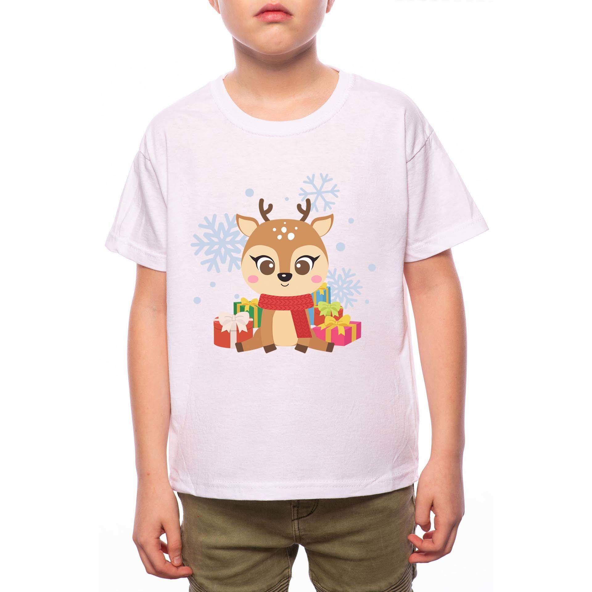 Tricou Baiat, Baby Deer, 100% Bumbac, A225, Alb