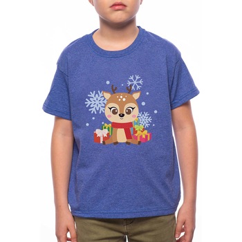Tricou Baiat, Baby Deer, 100% Bumbac, A225, Albastru Tricou Baiat, Baby Deer, 100% Bumbac, A225, Albastru
