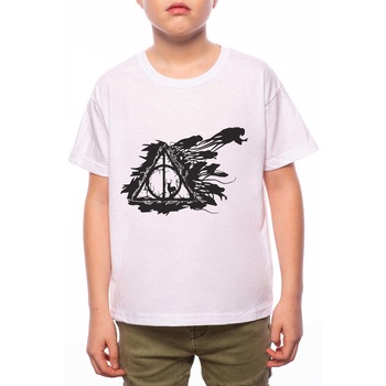 Tricou Baiat, Harry Potter - Deathly Hallows Harry Potter, 100% Bumbac, G228, Alb Tricou Baiat, Harry Potter - Deathly Hallows Harry Potter, 100% Bumbac, G228, Alb