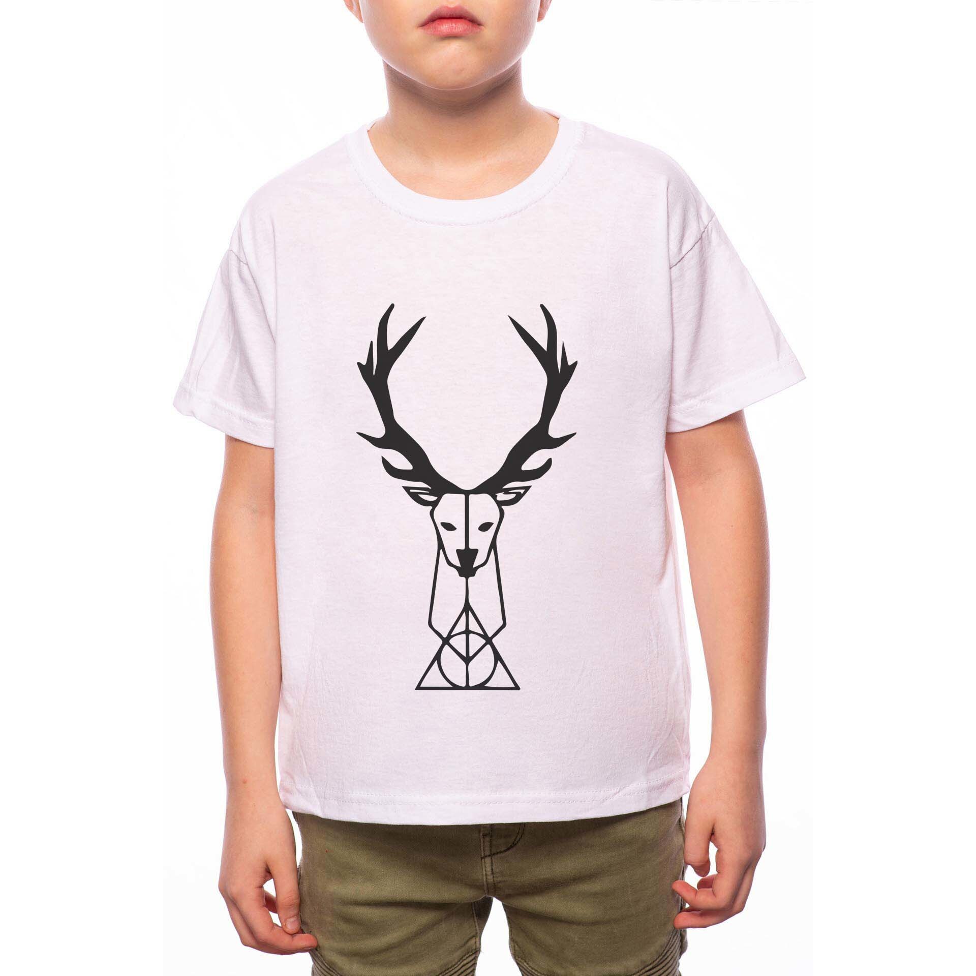 Tricou Baiat, Harry Potter Patronus Deer, 100% Bumbac, B230, Alb