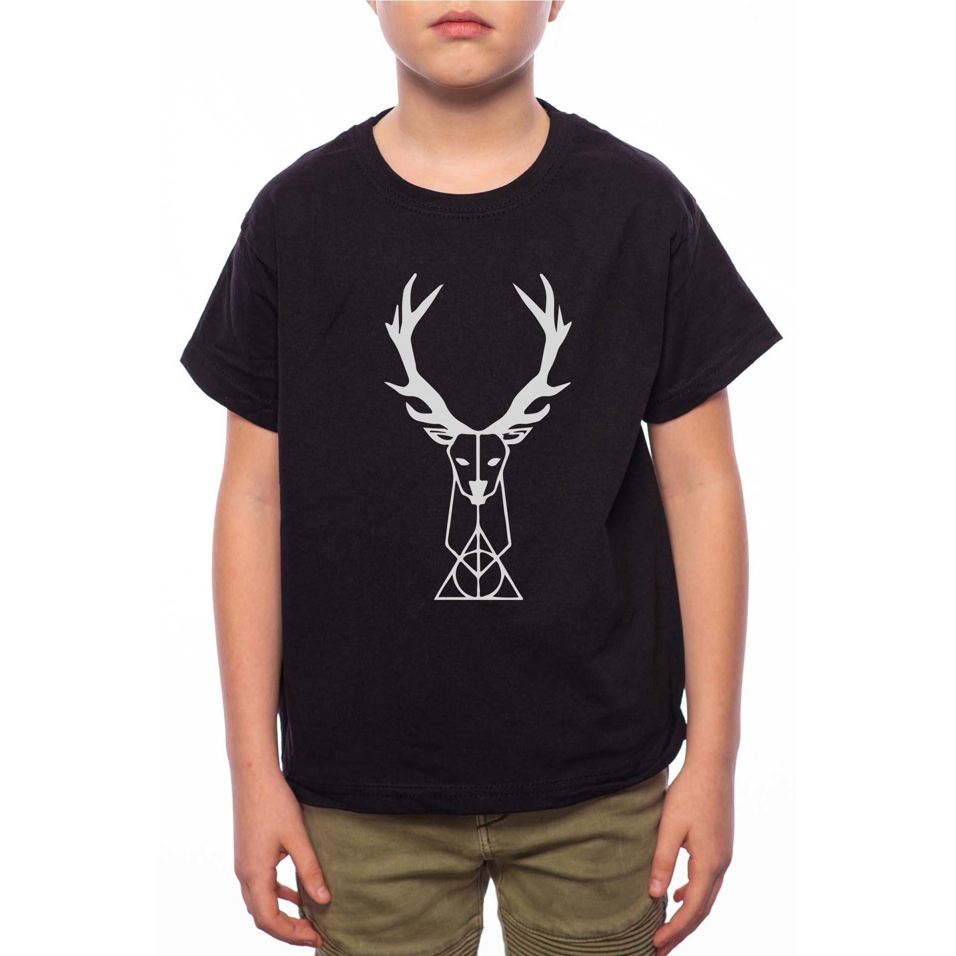 Tricou Baiat, Harry Potter Patronus Deer, 100% Bumbac, B230, Negru