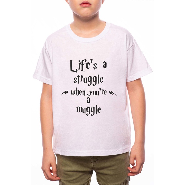 Fiu polo, Life Is A Struggle, 100% pamut, A231, Fehér