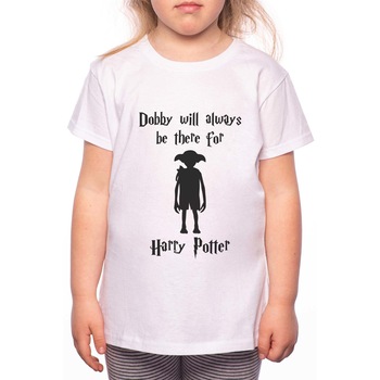 Tricou Fetita, Dobby WIll Always Be There For, 100% Bumbac, R233, Alb