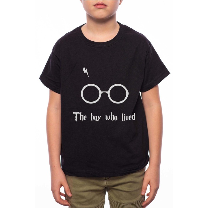 Тениска за момче, The Boy Who Lived, 100% памук, A232, Черен