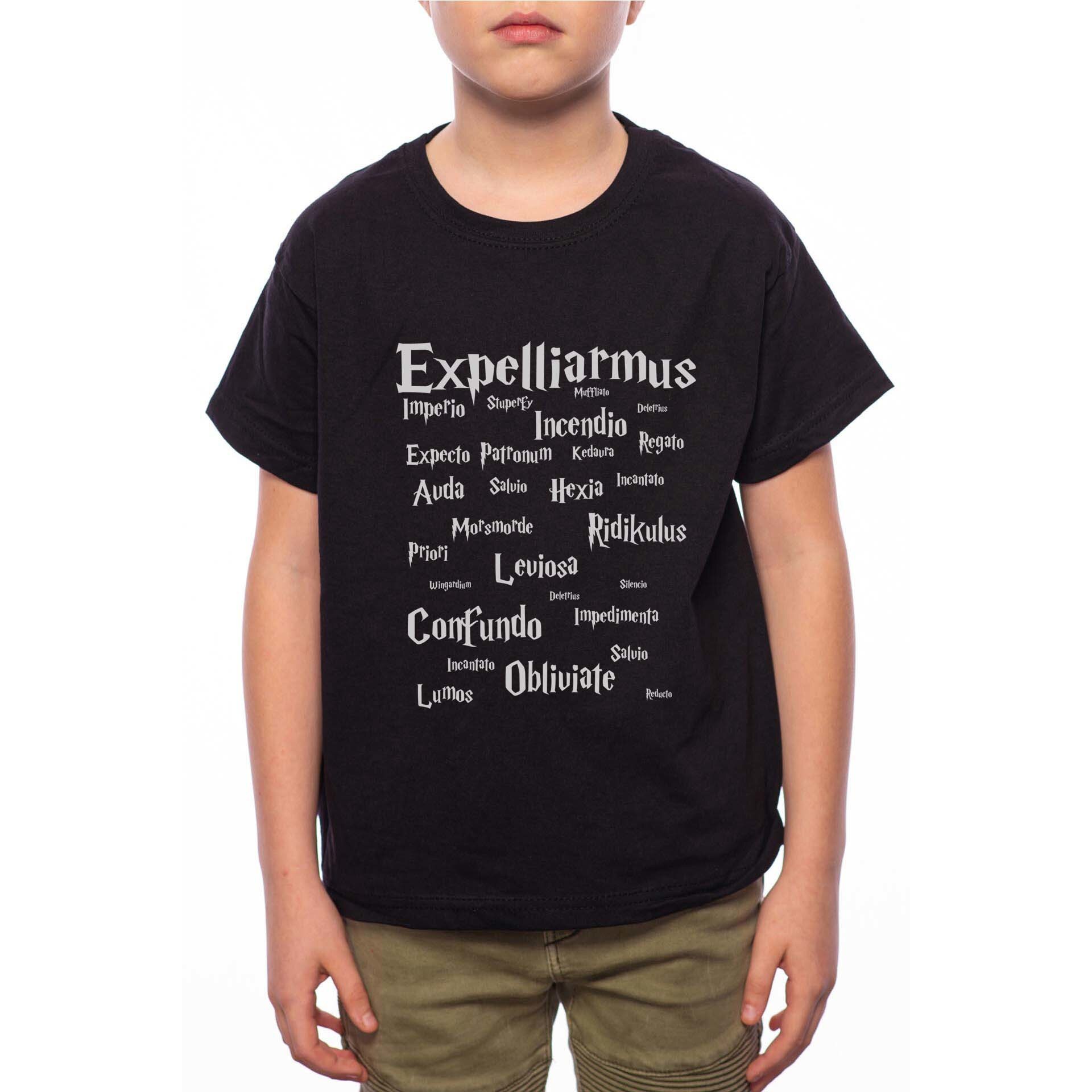 Tricou Baiat, Harry Potter Spells, 100% Bumbac, A239, Negru