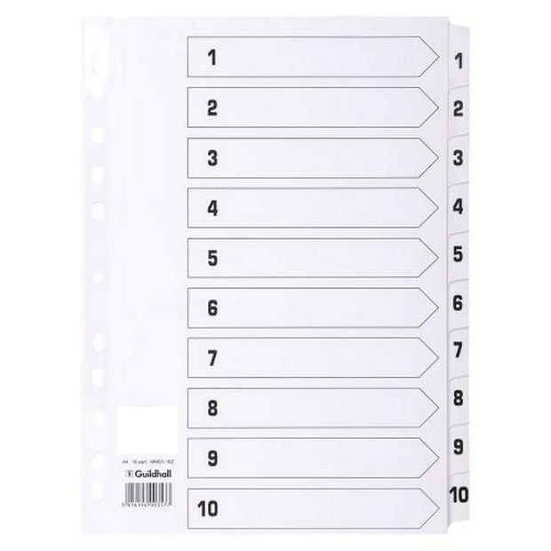 Separatoare carton mylar A4 - index 1-10