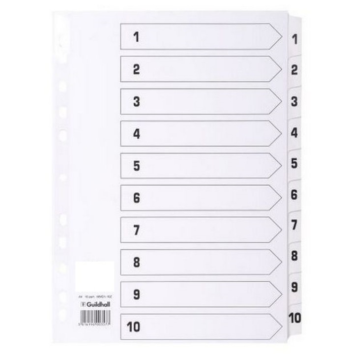 Separatoare carton mylar A4 - index 1-10