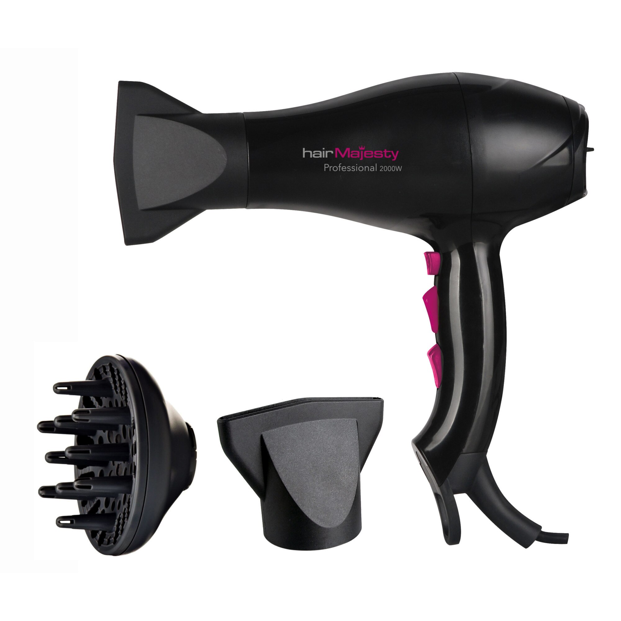 Uscator de par Hair Majesty HM5021, 2000W, 3 setari temperatura, CoolShot, 2 setari de viteza