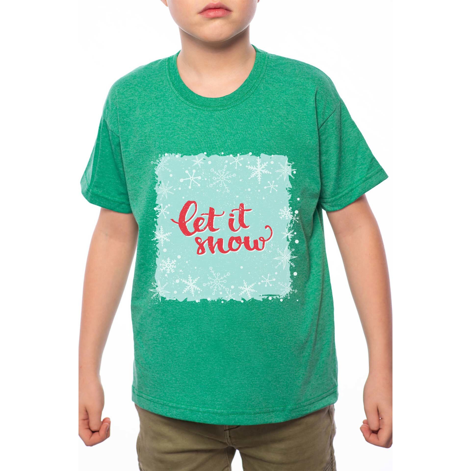 Tricou Baiat, Let It Snow, 100% Bumbac, B198, Verde