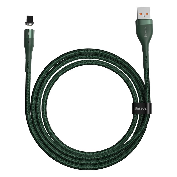 Cablu magnetic compatibil Apple, USB, transfer date si incarcare, 1 m, Verde, TLF-BBL3488