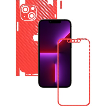 Folie Protectie Carbon Skinz pentru Apple iPhone 13 Mini - Carbon Rosu 360 Cut, Skin Adeziv Full Body Cover pentru Rama Ecran, Carcasa Spate si Laterale Folie Protectie Carbon Skinz pentru Apple iPhone 13 Mini - Carbon Rosu 360 Cut, Skin Adeziv Full Body Cover pentru Rama Ecran, Carcasa Spate si Laterale